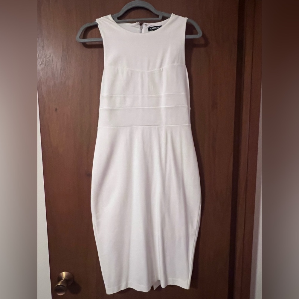 EXPRESS full zip back white dress size small